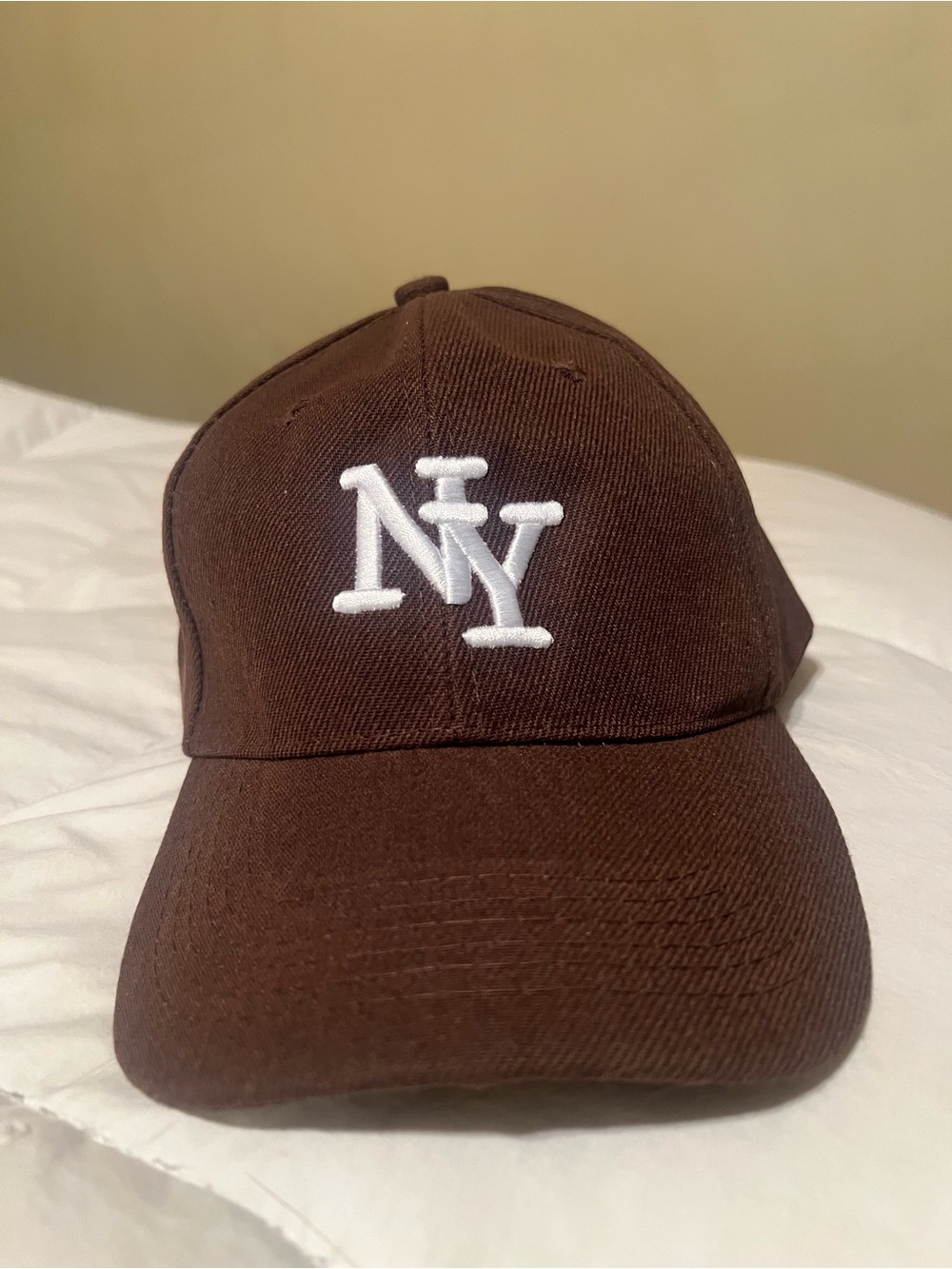 Unlisted Brown Baseball Cap with White NY Embroidery